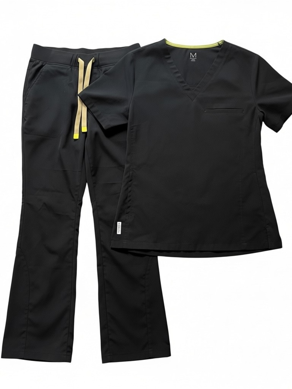 Medelita 2 Piece Sz S Black Scrub Set Flora Top Anemone Pant | EUC